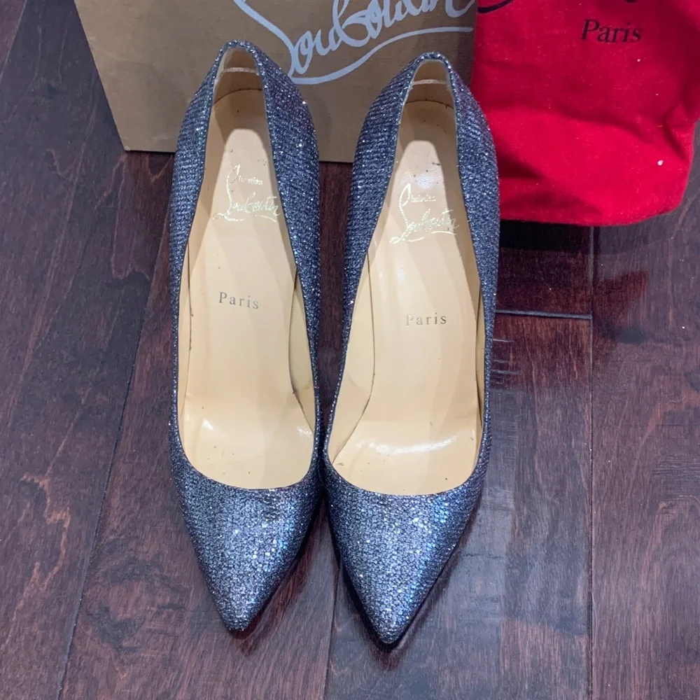 Christian Louboutin Glittering Gray Heels - Picture 2 of 13